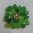 Genuine Surf Tumbled Sea Glass  24 Green Small Pieces Jq  Nyc Beach Glass Bulk
