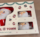 Tinsel Town Vintage Winking Santa Ceramic Pitcher And Four  4  Cup Set New 