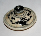 Antique Chinese Ming Blue   White Pottery  Jar Lid   Hand-painted   2 25 d