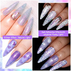 6 Pcs Glitter Reflective Gel Nail Polish Set  Silver Purple Blue Pink Yellow