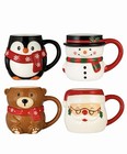 Signature Housewares Figural Holiday Christmas Mugs  4-piece Set New - Free Ship