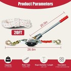 Rope Puller 1-1 2 Ton 3300 Lbs Capacity With 20  Of 0 6  Diameter Rope 2 Hook Co