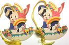 4 Unused Vintage Easter Spring Art Deco Floral Rainbow Fan Bridge Tallys  Clark