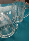 Antique Czech Bohemia Pressed Glass Beer Mugs Grapes With Grape Leaves