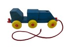 Sandberg Wooden Pull Train Toy  Blue  Vintage