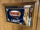 Vintage Genesee Light Beer Wood Framed Mirror Sign  17 x 23   