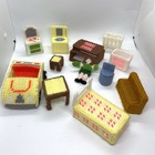 Vintage Needle Point Amish Doll House With Doll Furniture  Car  Handmade 13 x10 