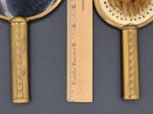 Vintage 2 Pc Brass Handled Vanity Set  Brush   Hand Mirror