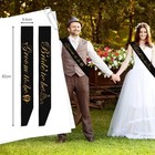 Bride And Groom Sash Set - 2pcs Black Bachelorette Party Decorations - Bride    