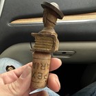 Vintage Hand Carved Wood Man Figure Bottle Stopper W  Cork  Brown  1 Pack