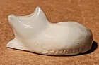 Vintage Porcelain Pale Blue   White Sleeping Cat Kitten Figurine Germany  1 25 