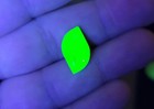 Vintage Uranium Glass Gem 18x10mm Green Lazy S Unique Gold Foil Backed 1970s D6