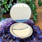 Vintage Jeweled Pink Rhinestone Compact Double Mirror Case Purse Silver Tone   