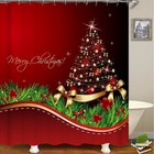 4x Merry Christmas Bathroom Set Christmas Tree Pattern Shower Curtain Home Decor