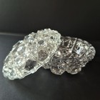 Vintage Anna Hutte Cut Glass Trinket Vanity Jewelry Dish Lidded 4 5  Germany Ec