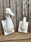 2 Vintage Ceramic Duck Head Towel tie leash apron Holders  1 Large 1 Small