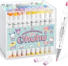 New Sanrio Ohuhu 80 Pastel Marker Pen Set 2nd Edition Fine   Brush Twin Tip
