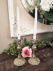 Antique Pair Of Gorgeous Ornate Art Nouveau Heavy 9  Tall Candle Stick Holders