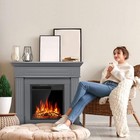 43    Electric Fireplace Mantel Freestanding  Remote   Adjustable Led Flame  Grey