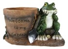 Ebros Green Toad With Shovel And  welcome To My Garden  Planter Pot Statue 10 l
