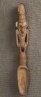 Papua New Guinea Sepik River  Hand Carved Wooden Spoon W  Figures 34 5cm Long