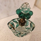 Vtg 4 25  Rhinestone Top Green Glass Perfume Bottle Atomizer
