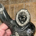 Vintage Canadian Inuit Eskimo Art Carved Soapstone Fisherman Hunter Baker Lake