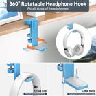2 In 1 Headphone Hanger With Desk Cup Holder - Under Desk Clamp Rotatable  blue 