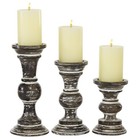 Deco 79 Wood Candle Holder  Set Of 3 6   8   10 h  Dark Brown