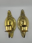 Pair Of Vintage Brass Wall Candle Holders Sconces     Ornate Victorian Style -gold