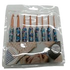 8pcs Set Soft Pottery Crochet Hooks Needles Knit Weave Blue Floral Style Hooks