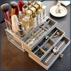 Clear Acrylic Velvet Jewelry Organizer With 3 Drawers  Stackable Display Storage