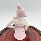 Vintage Lady In Pink With Fan Porcelain Half-doll Pin Cushion Art Deco Figurine
