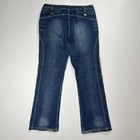 Vintage Y2k Flared Crest Jeans With Rhinestone And Side Seam Embellishments