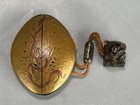 Japanese Gold Maki-e Inro Shell Design Wooden Shishi Lion Netsuke Antique Style