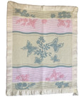 Vtg Chattam Baby Blanket Butterfly Reversible Pink Blue 44x35 Satin Trim
