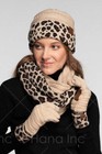 C c 3pc Women s Winter Warm Soft Leopard Animal Knit Beanie Gloves Scarf Set