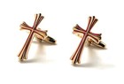 Cross Cufflinks Christian Gifts Gold Red Grooved Design Religious Gifts Catholic