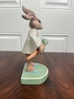 House Of Hatten  Wood Easter Bunny Rabbit Holding Carrot Figurine  Vintage 1994