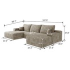 107  Camel Boneless Couch Left Facing Chaise Sectional Cloud Sofa With Ottoman