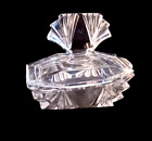 Antique Art Deco Clear Cut Crystal Dresser Vanity Lidded Powder Box Jar