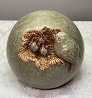 6   art Pottery Majolica Birds In Nest Orb Sphere Vtg Glazed Indoor Outdoor Decor
