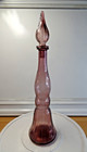 Vtg Retro 18  Empoli Genie Bottle Decanter Purple Amethyst Glass W stopper