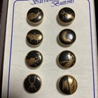 Satsuma Buttons 15mm Set Insect Series Kutani Ware Antique Japan Made Black Gold
