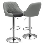 Set Of 2 Adjustable Swivel Bar Stool Kitchen Counter Height Pub Chair Black grey