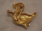 Vintage 1973 Mimi Di N Mini Din Duck   Chick Belt Buckle - Gold-tone