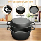 5qt 2 In 1 Pre Seasoned Cast Iron Dutch Oven With Skillet Lid Dual Handles