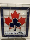 Canadian Club Whiskey Stained Leader Glass Bar Sign Man Cave Nos Advertising