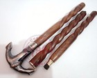 Anchor Head Vintage Brass Antique Handle Wooden Walking Stick Cane Spiral Gift