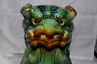 Foo Dog Statue Green With Blue Brown White Approx  10  Tall